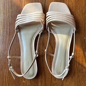 Reformation Millie Lattice Flat Sandal in Blush Size 8.5